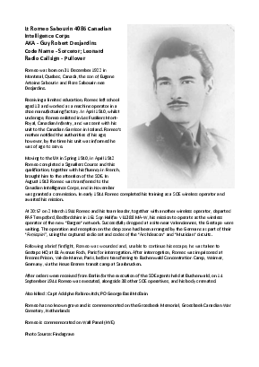 A preview of a PDF biography for Sabourin, Romeo